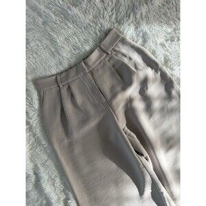 RACHEL ZOE Tan Beige Wide Leg Pleated Trousers Pants Size 4 High Waist Career